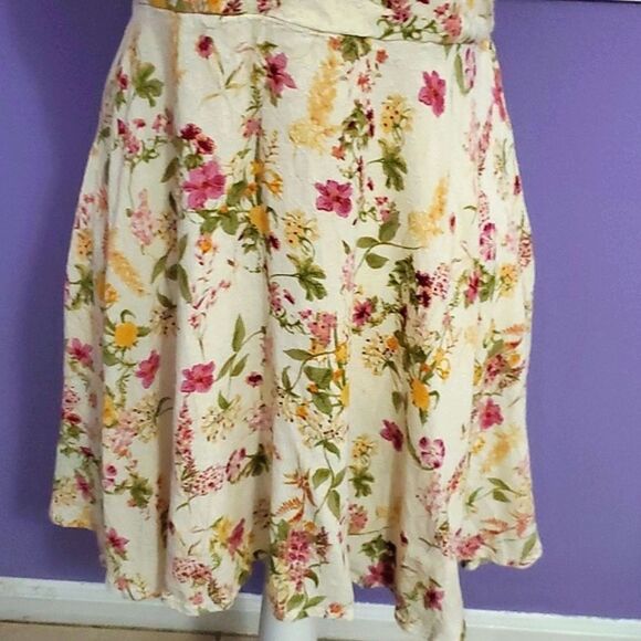 Band of Gypsies Boho Cream Floral Empire Waist Flutter Sleeves Flowy Mini Dress - Picture 5 of 13